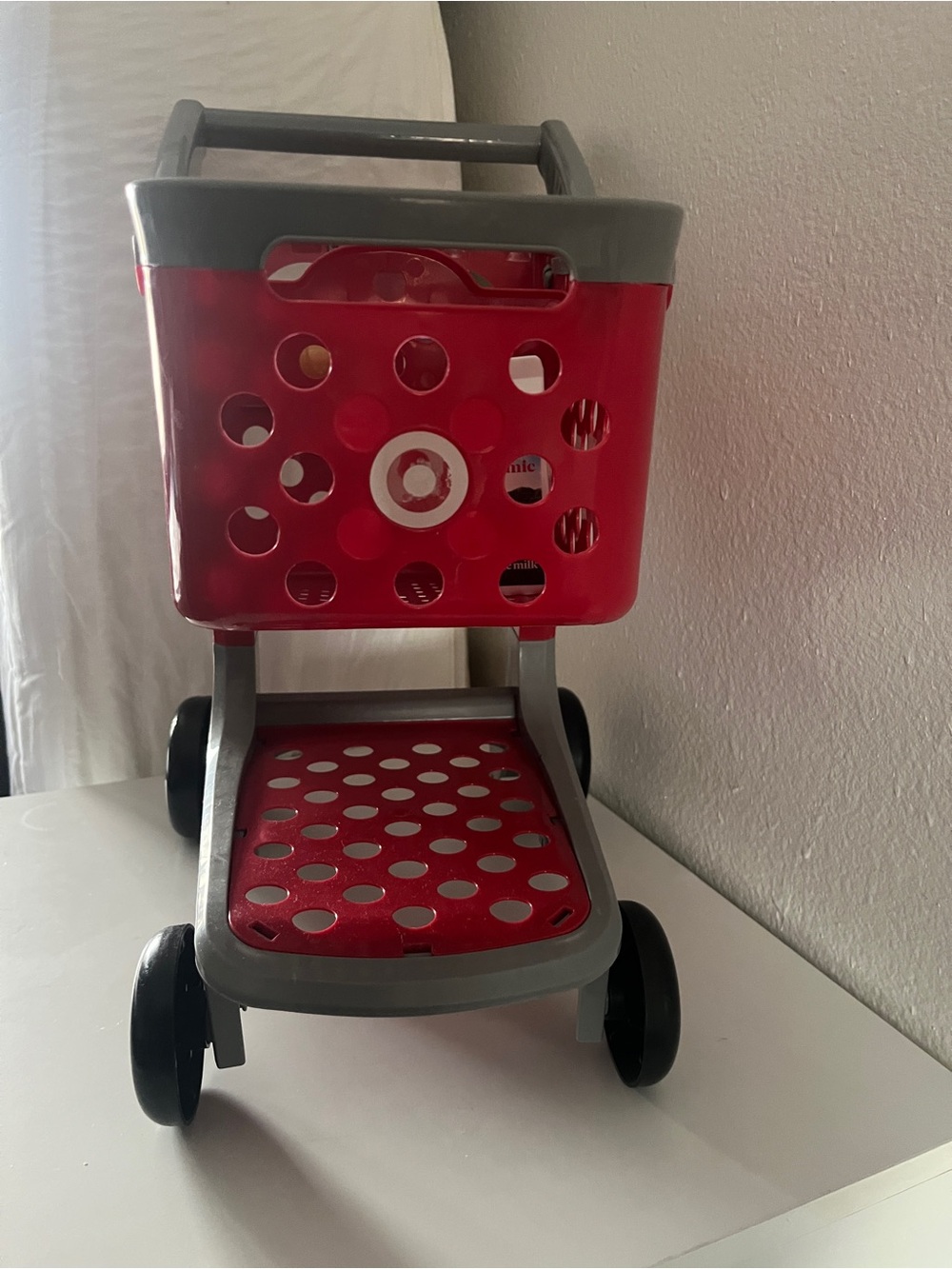Target Red and Gray Children's Toy Shopping Cart with Play Accessories